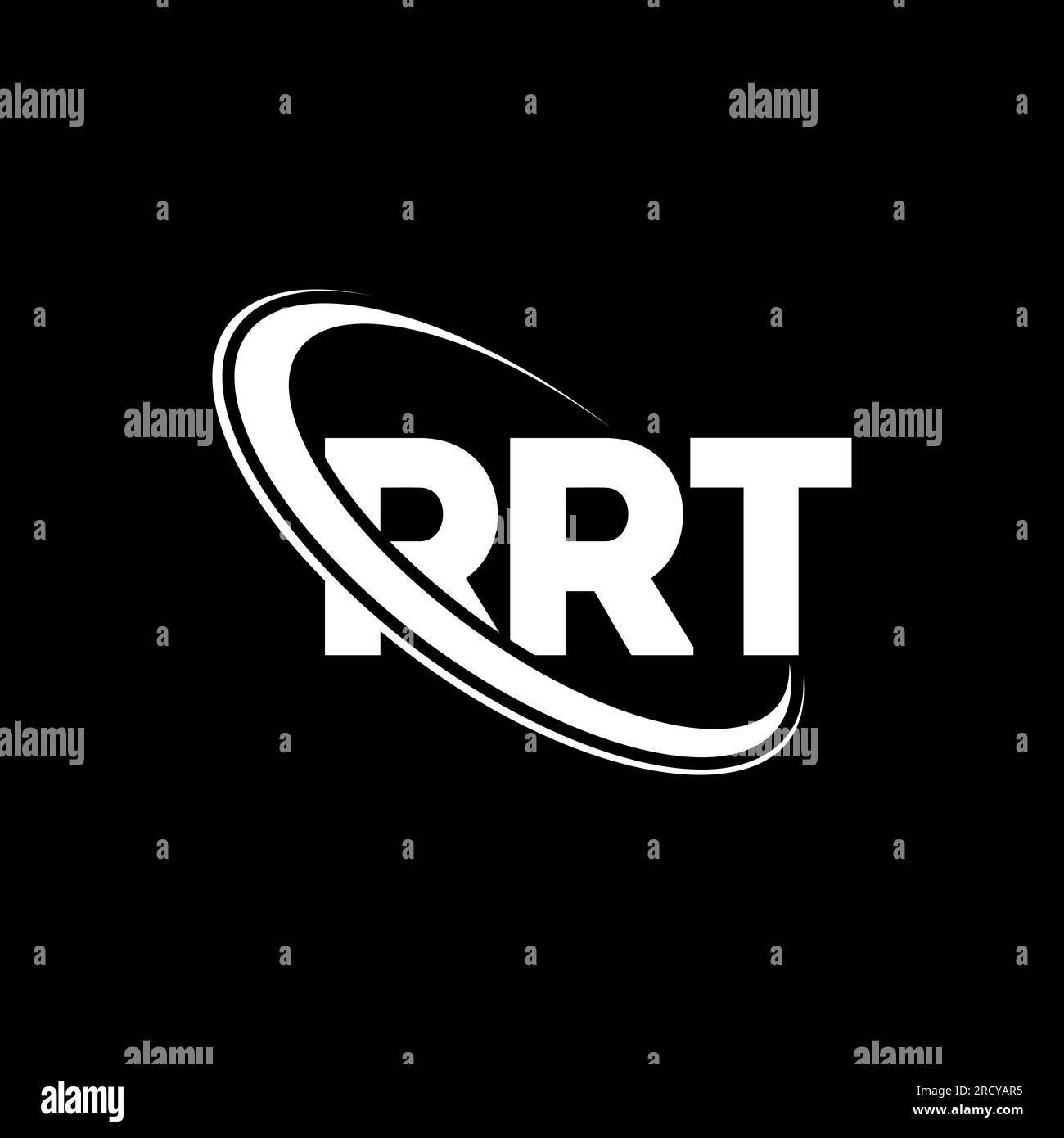 Logo RRT. Lettera RRT. Logo RRT Letter. Iniziali logo RRT associato a un logo con cerchio e monogramma maiuscolo. Tipografia RRT per tecnologia, attività commerciali Illustrazione Vettoriale