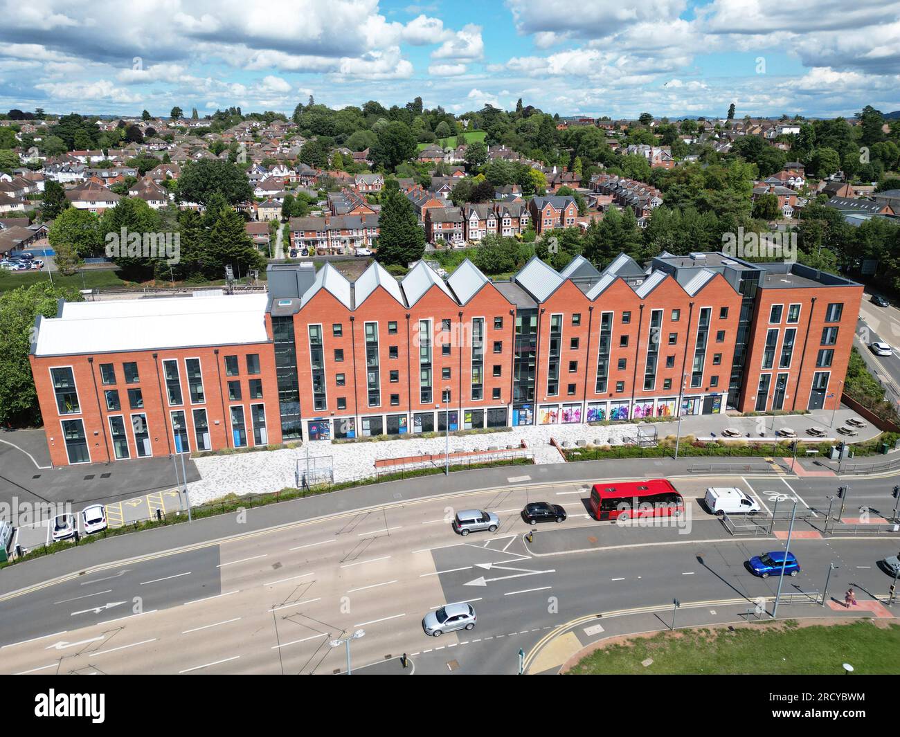Hereford College of Arts (HCA), complesso di alloggi per studenti costruito come progetto di costruzione modulare aperto nel 2021 a Hereford, Herefordshire, Regno Unito Foto Stock