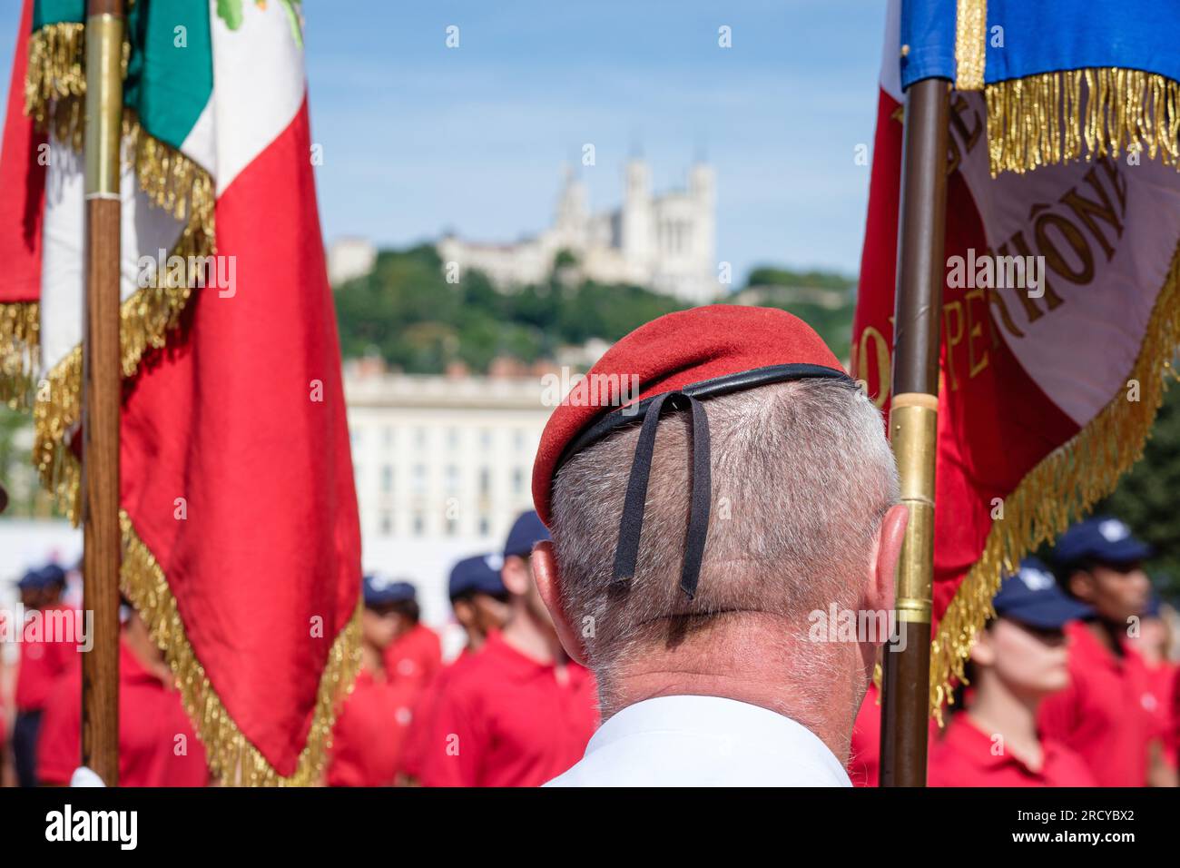 Francia, Lione, 2023-07-14. 14 luglio sfilata festivi in Place Bellecour. Foto Stock