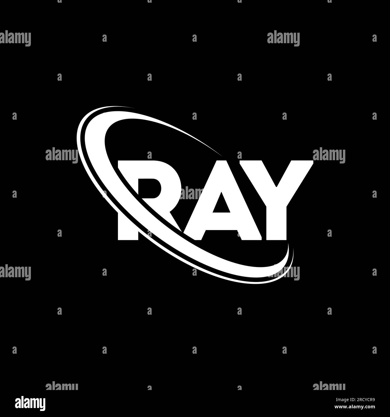 Logo RAY. RAY Letter. Logo RAY Letter. Logo RAY iniziali associato al logo del cerchio e al logo del monogramma maiuscolo. Tipografia A RAGGI per tecnologia, affari Illustrazione Vettoriale