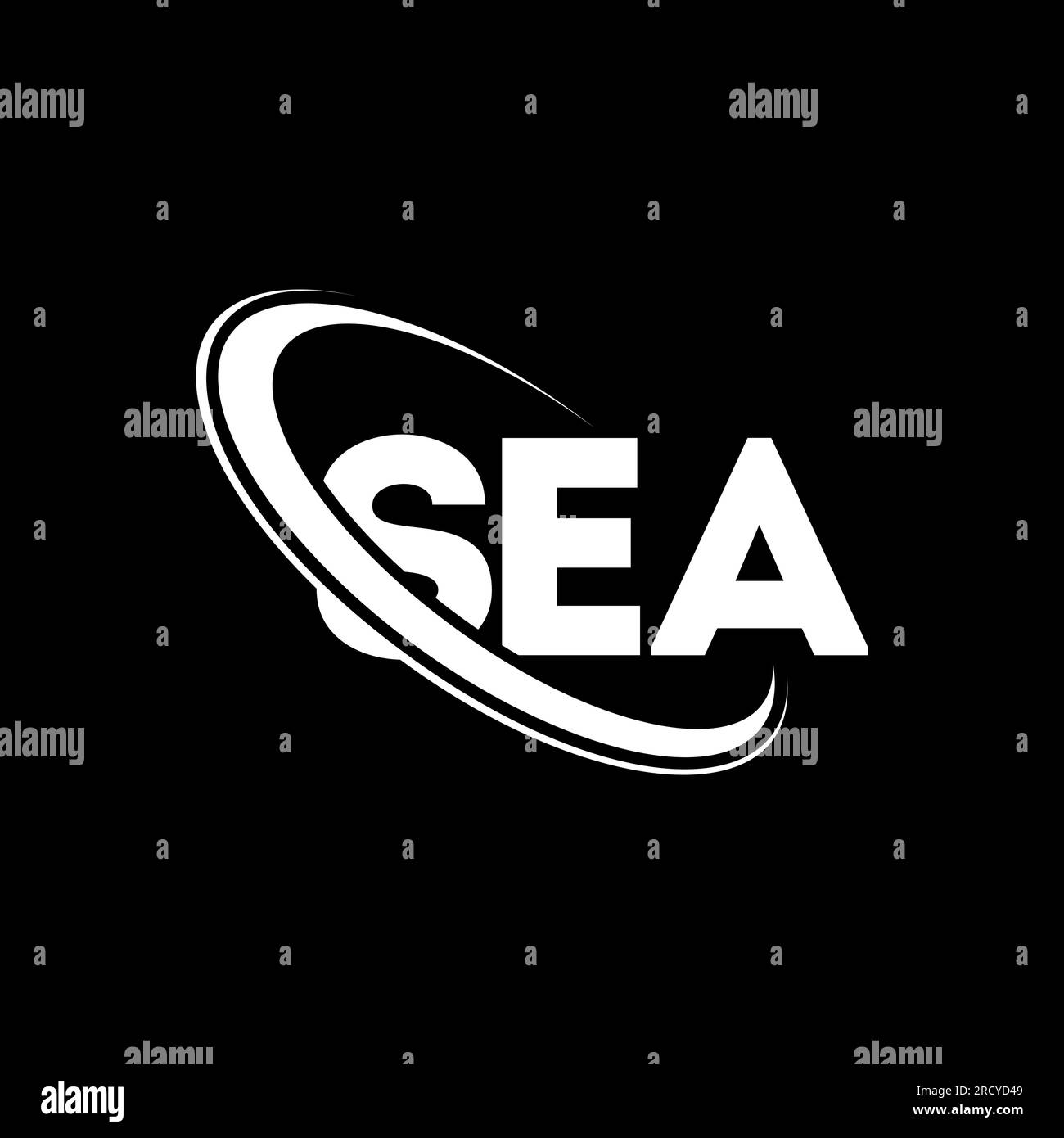 Logo SEA. Lettera DEL MARE. Logo SEA Letter. Logo SEA con logo circolare e monogramma maiuscolo. Tipografia MARINA per tecnologia, affari Illustrazione Vettoriale