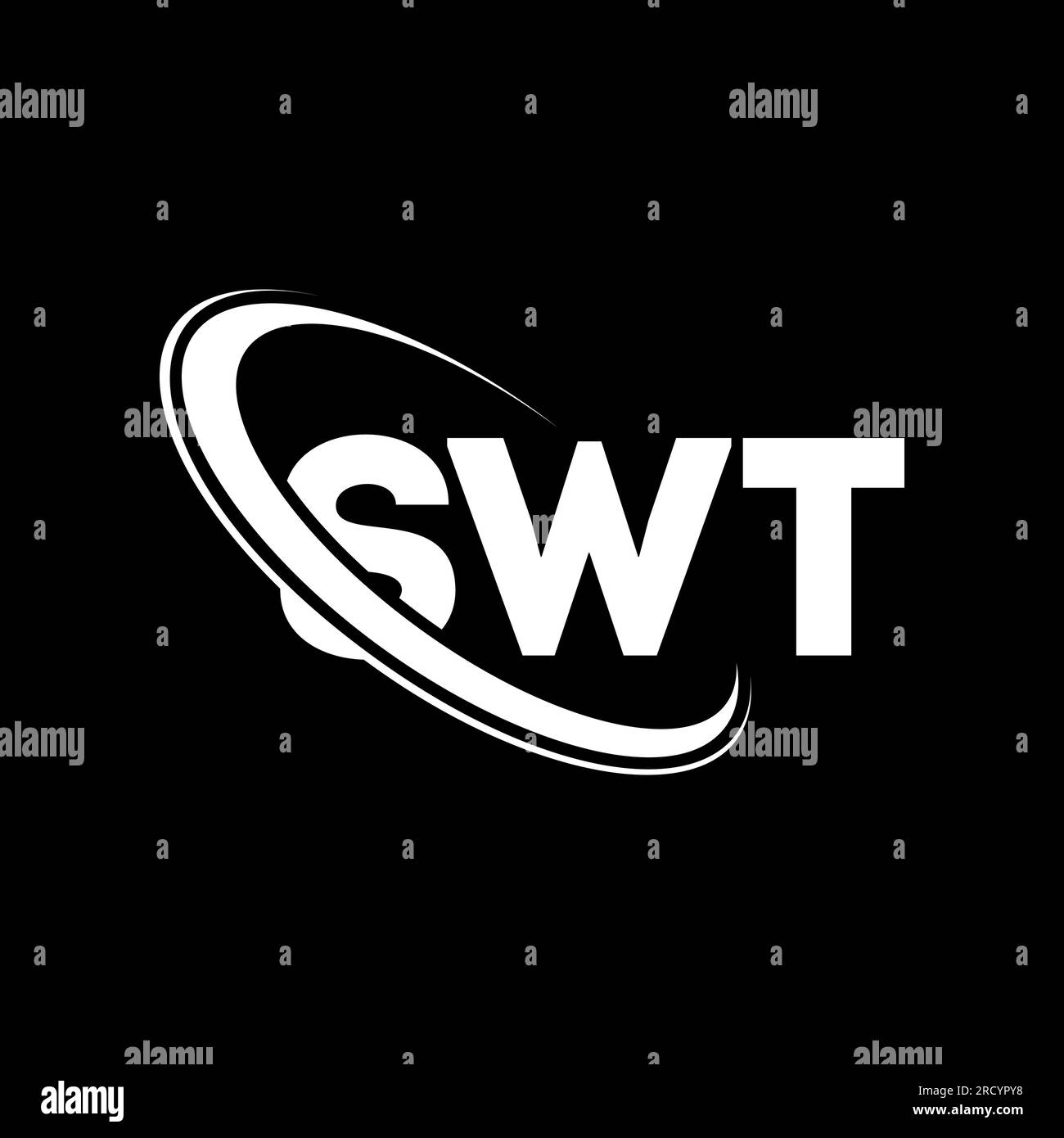 Logo SWT. Lettera SWT. Logo SWT Letter. Logo SWT iniziali associato a un logo con cerchio e monogramma maiuscolo. Tipografia SWT per tecnologia, attività commerciali Illustrazione Vettoriale