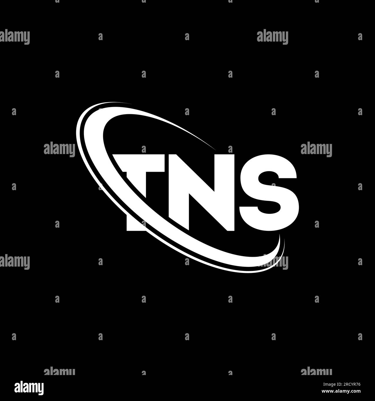 Logo TNS. Lettera TNS. Logo TNS Letter. Iniziali logo TNS associato a un logo con cerchio e monogramma maiuscolo. Tipografia TNS per tecnologia, attività commerciali Illustrazione Vettoriale
