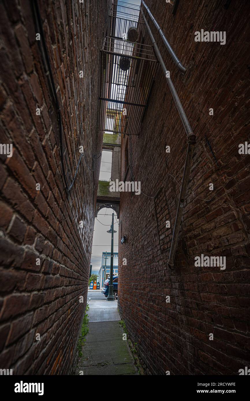 Narrow Alley a Port Townsend, nello stato di Washington Foto Stock