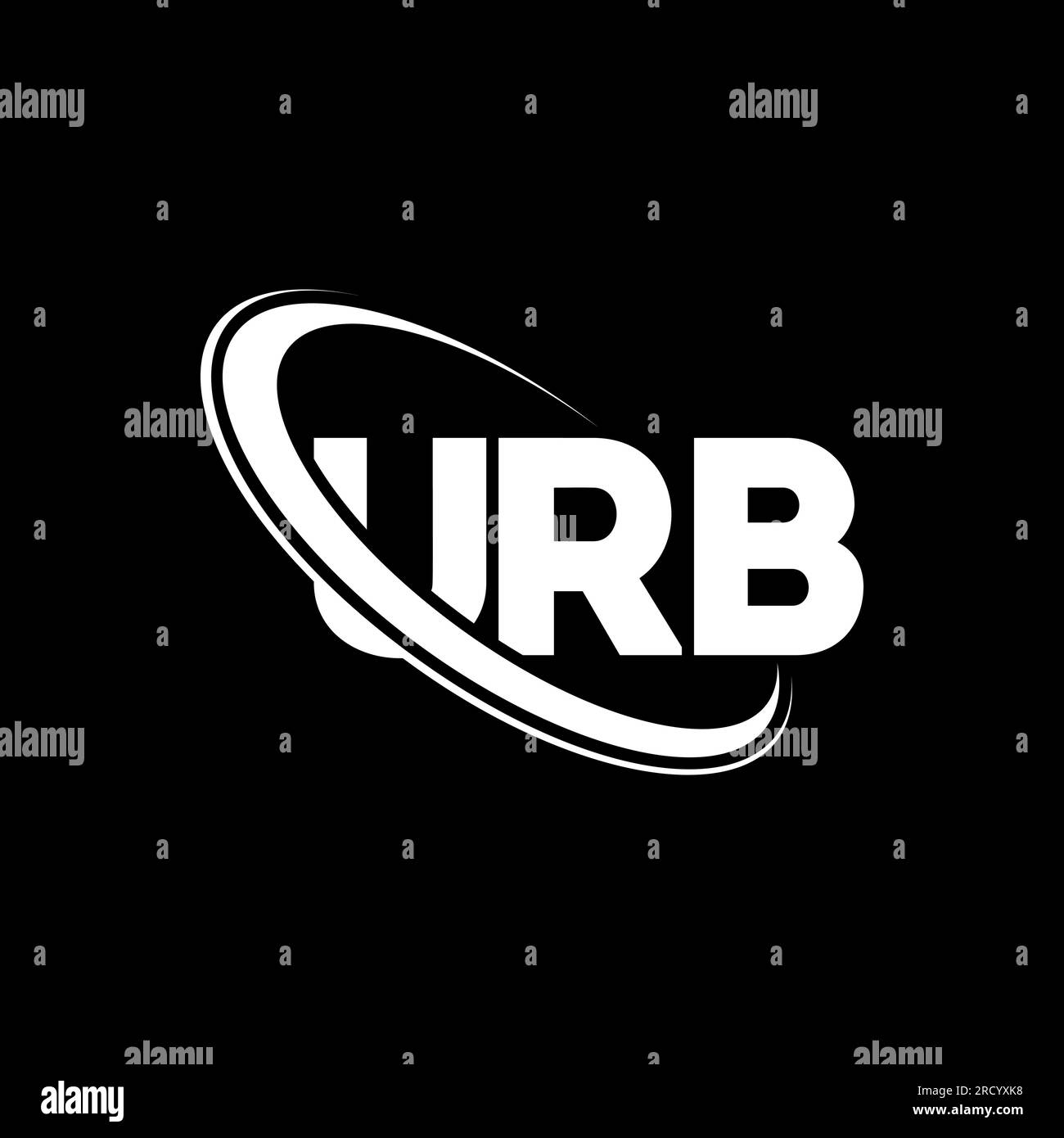 Logo URB. Lettera URB. Logo URB Letter. Logo URB iniziali associato a un cerchio e un monogramma maiuscolo. Tipografia URB per tecnologia, affari Illustrazione Vettoriale