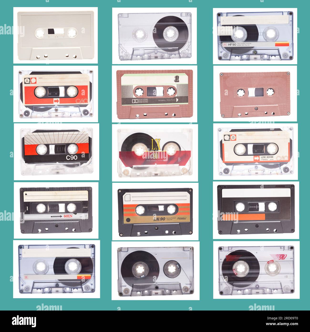 Collage di cassette audio vintage Foto Stock