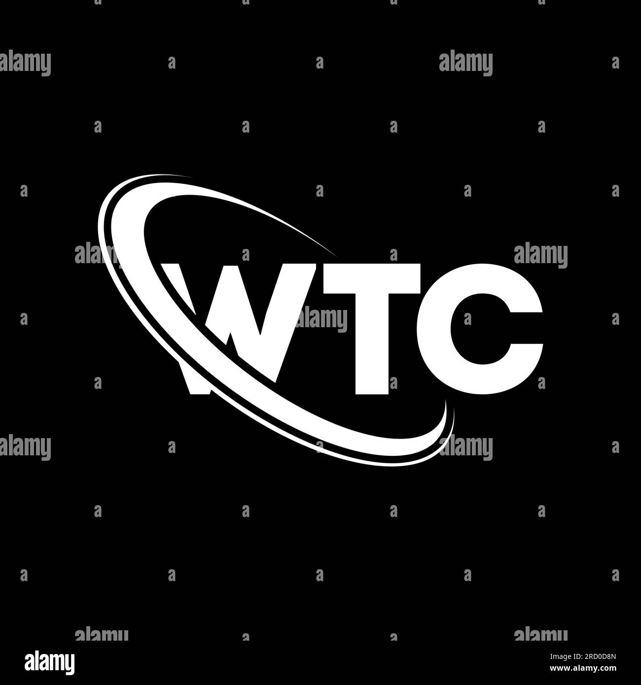 Logo WTC. Lettera WTC. Logo WTC Letter. Iniziali logo WTC associato a un logo con cerchio e monogramma maiuscolo. Tipografia WTC per tecnologia, attività commerciali Illustrazione Vettoriale