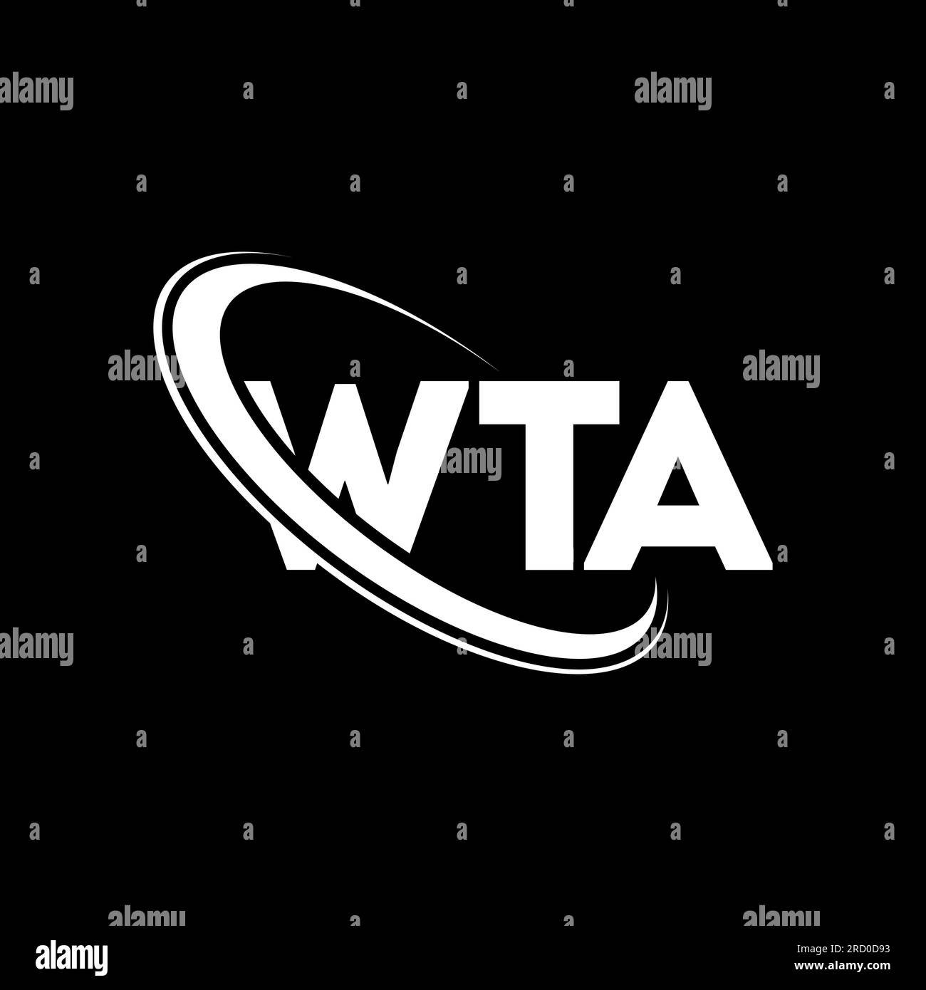 Logo WTA. Lettera WTA. Logo WTA Letter. Iniziali logo WTA con cerchio e logo monogramma maiuscolo. Tipografia WTA per tecnologia, attività commerciali Illustrazione Vettoriale