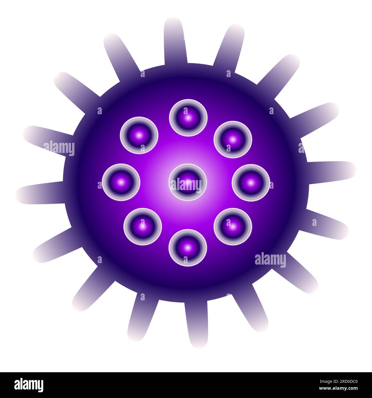 Virus dell'immagine vettoriale 2019-nCoV, Covid 19, coronavirus, cellule tumorali, ocnologia Foto Stock