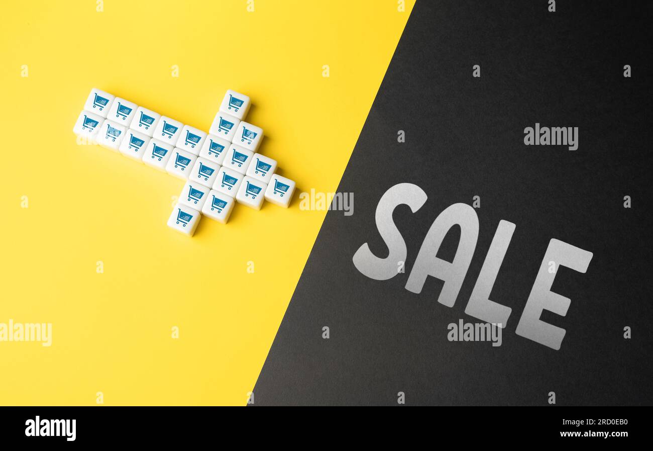 Vendita, sconti sulle merci. Prezzo migliore. Offerte speciali sul mercato. Prezzi evidenziati. Marketing, programmi fedeltà e sconti per attrarre clienti. Sa Foto Stock