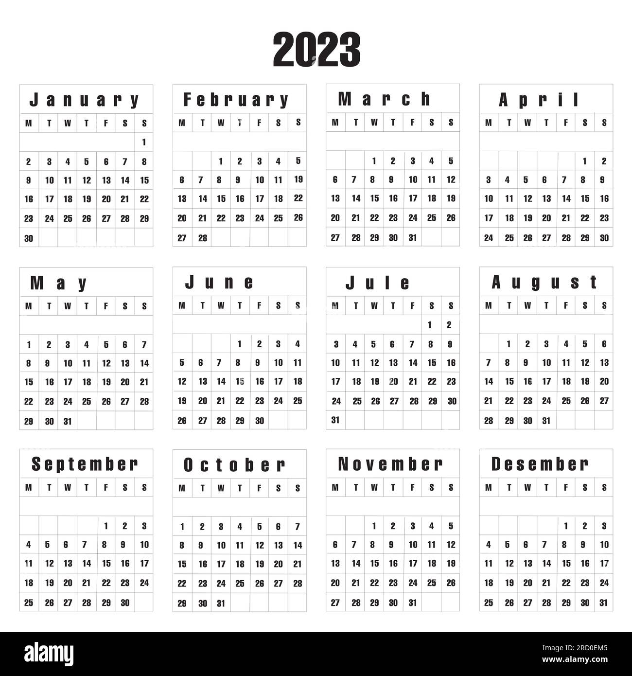 calendari giapponesi - 8 Vettore del calendario 23 immagini e fotografie stock ad alta risoluzione - Alamy