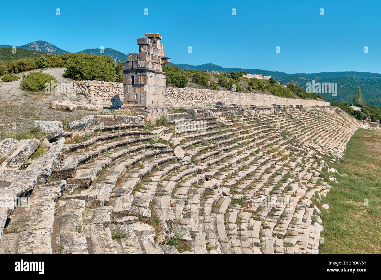 Burdur, Turchia - 16 luglio 2023: Lo stadio rimane nell'antica città di Kibyra Foto Stock