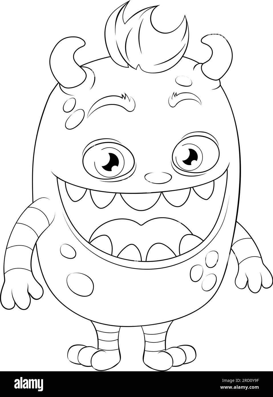 Mostro alieno carino cartone animato divertente personaggio Mascot Illustrazione Vettoriale