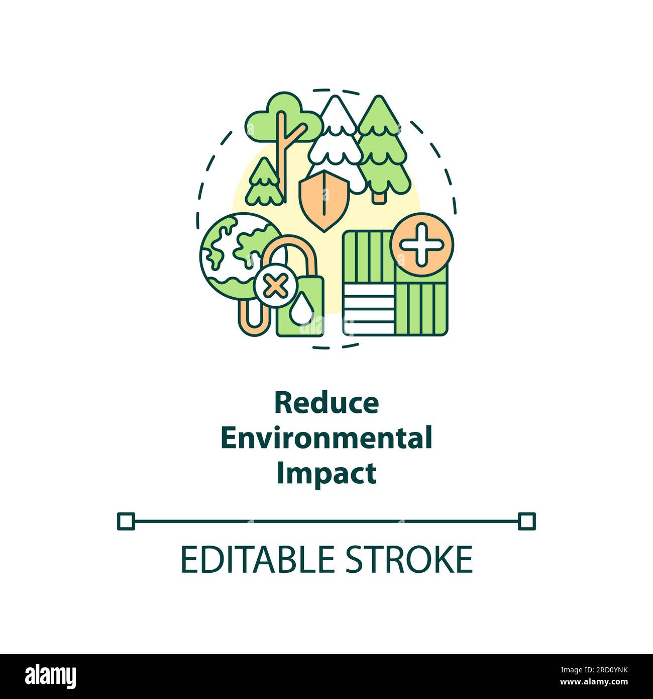 Concetto icona riduzione dell'impatto ambientale modificabile con linee sottili Illustrazione Vettoriale
