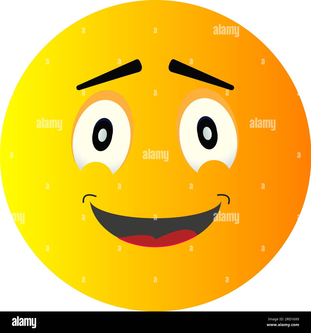 Faccia sorridente gialla per il tuo design. Illustrazione del concetto di scheda sorriso felice. Сharacter per la progettazione di schede o Web. Elemento grafico per sfondo Illustrazione Vettoriale