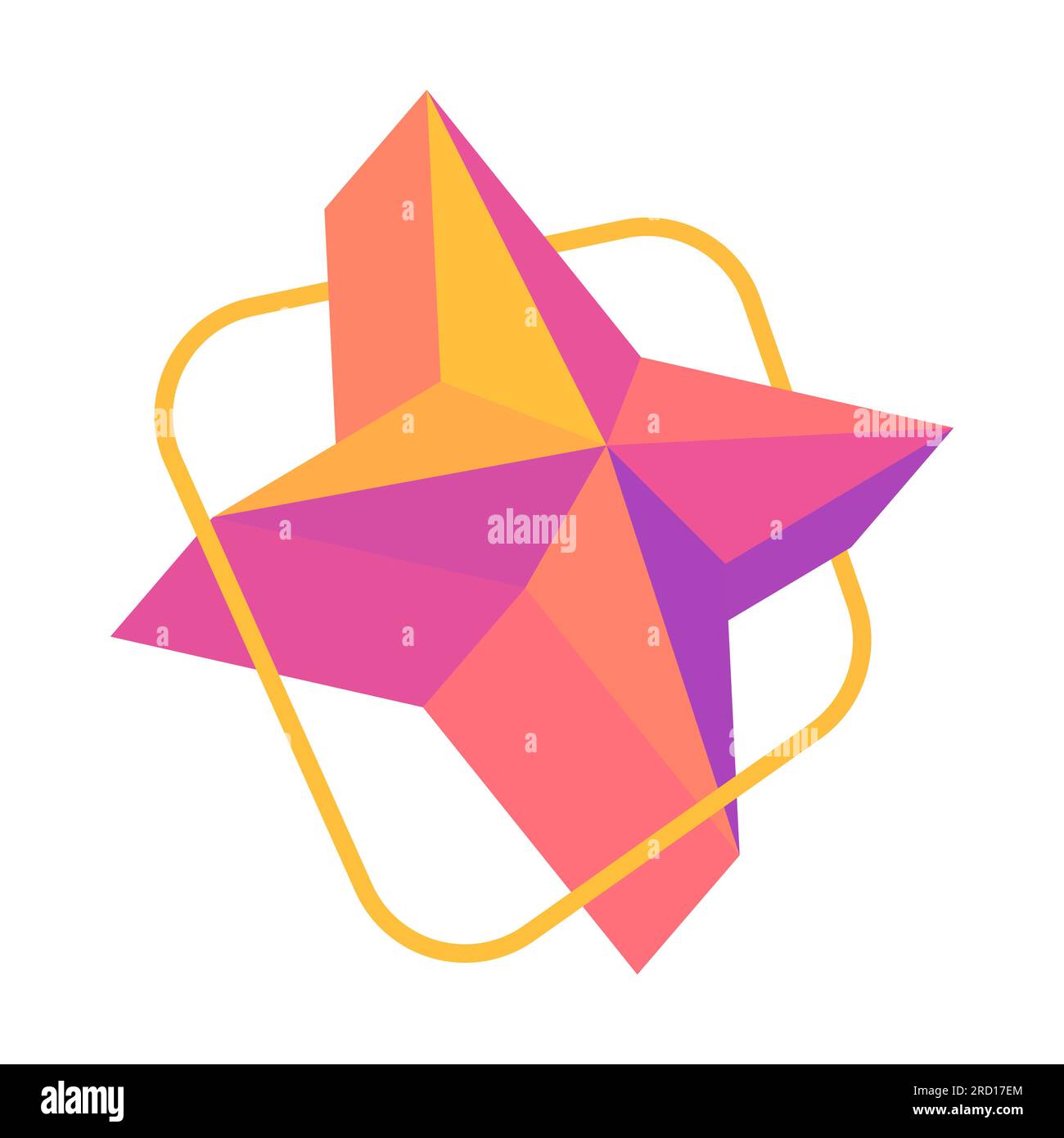 Stella volumetrica con telaio quadrato design elemento brochure Illustrazione Vettoriale