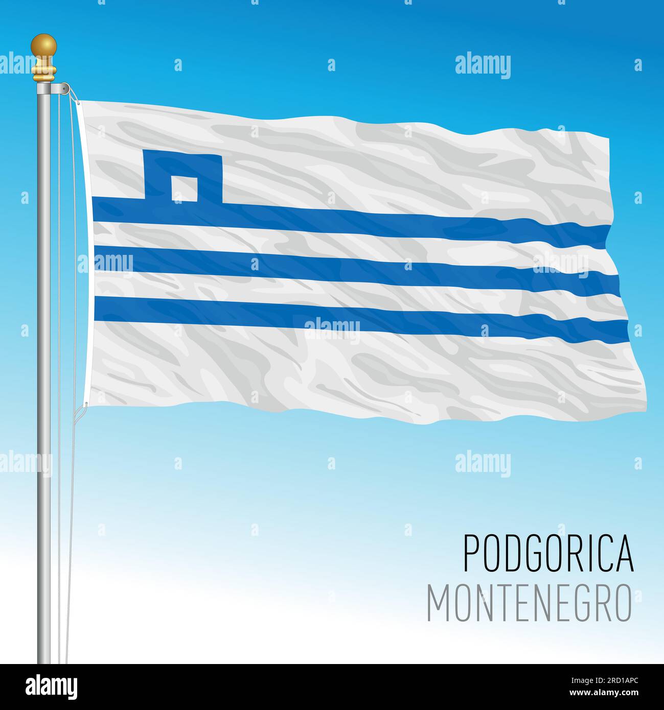 Bandiera della città di Podgorica, Montenegro, paese europeo, illustrazione vettoriale Illustrazione Vettoriale