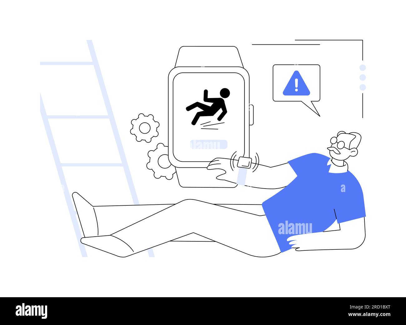 Illustrazione astratta del vettore del concetto di rilevamento delle cadute dello smartwatch. Illustrazione Vettoriale