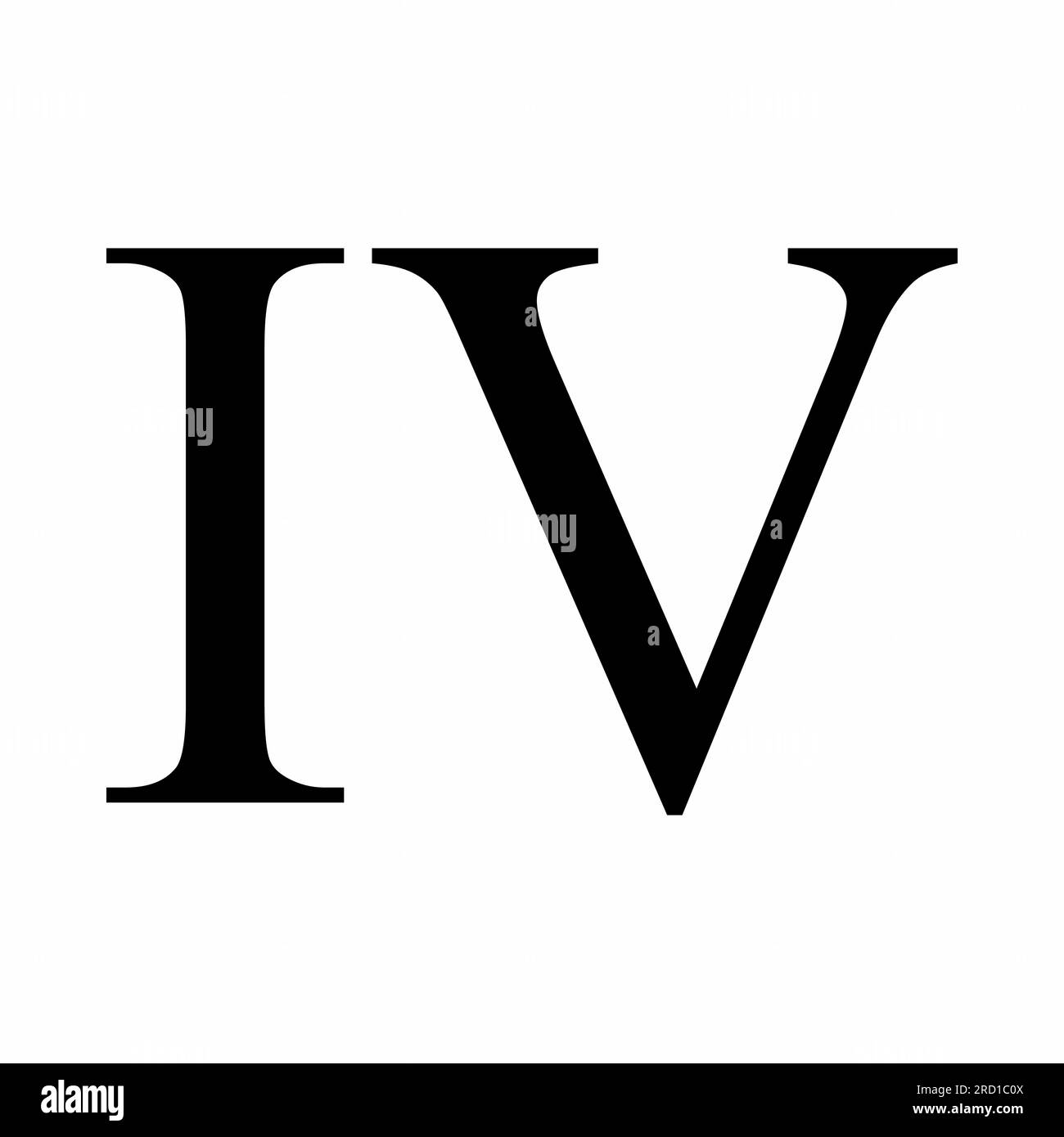 Simbolo romano numero 4 isolato su sfondo bianco Illustrazione Vettoriale