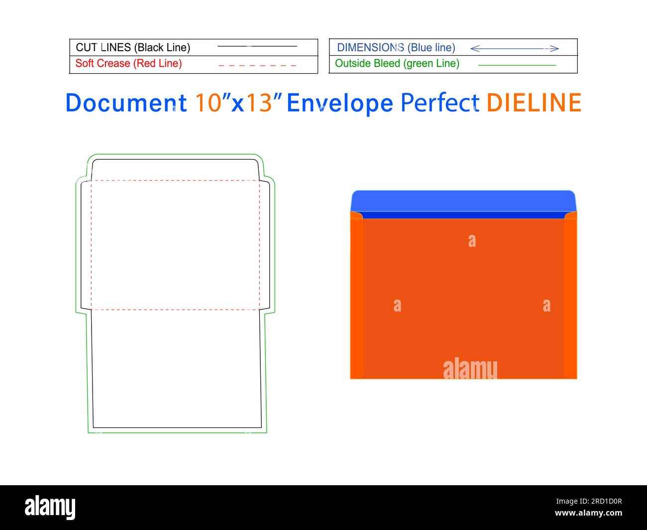 9x12 pollici modello dieline busta documento e busta 3D modificabile facilmente ridimensionabile Illustrazione Vettoriale