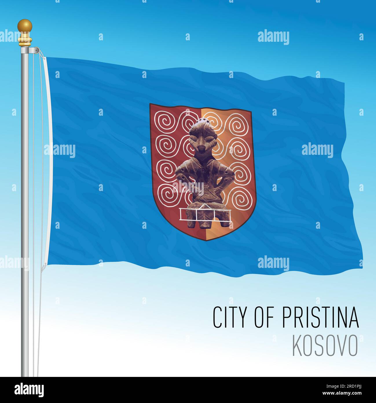 Bandiera della città di Pristina, Kosovo, paese europeo, illustrazione vettoriale Illustrazione Vettoriale