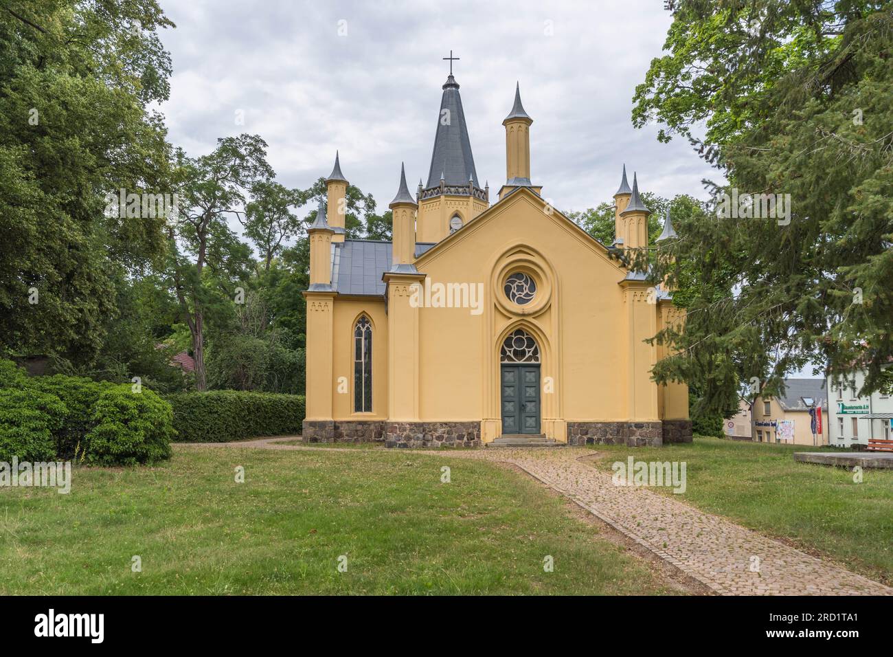 La chiesa evangelica Schinkel, situata a Großbeeren (distretto di Teltow-Fläming), nello stato del Brandeburgo, fu costruita tra il 1818 e il 1820 sulla base di una d Foto Stock