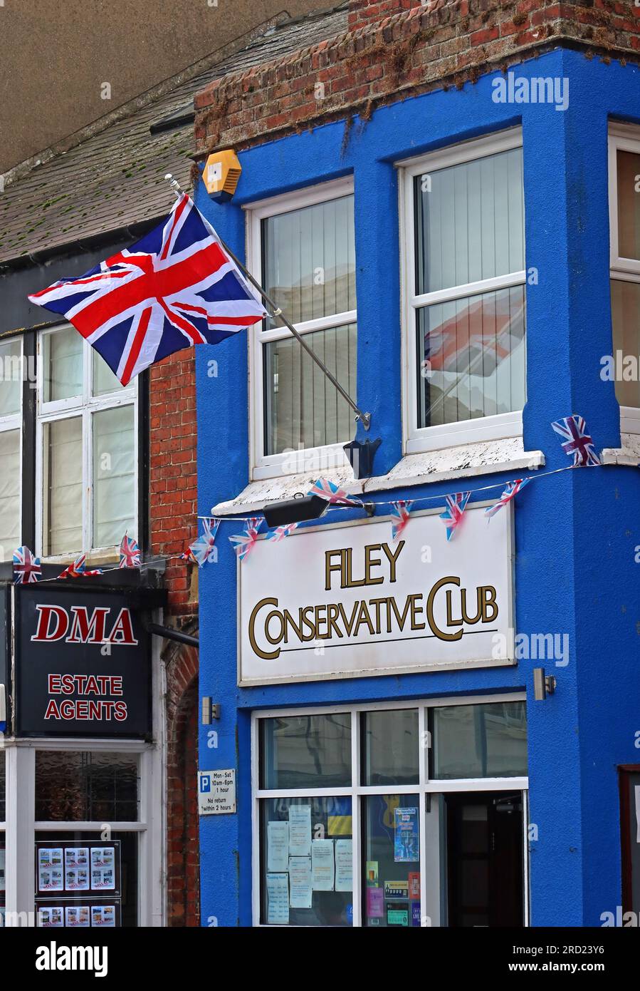 Filey con Club, 24 Belle Vue St, Filey, North Yorkshire, Inghilterra, Regno Unito, YO14 9HY Foto Stock