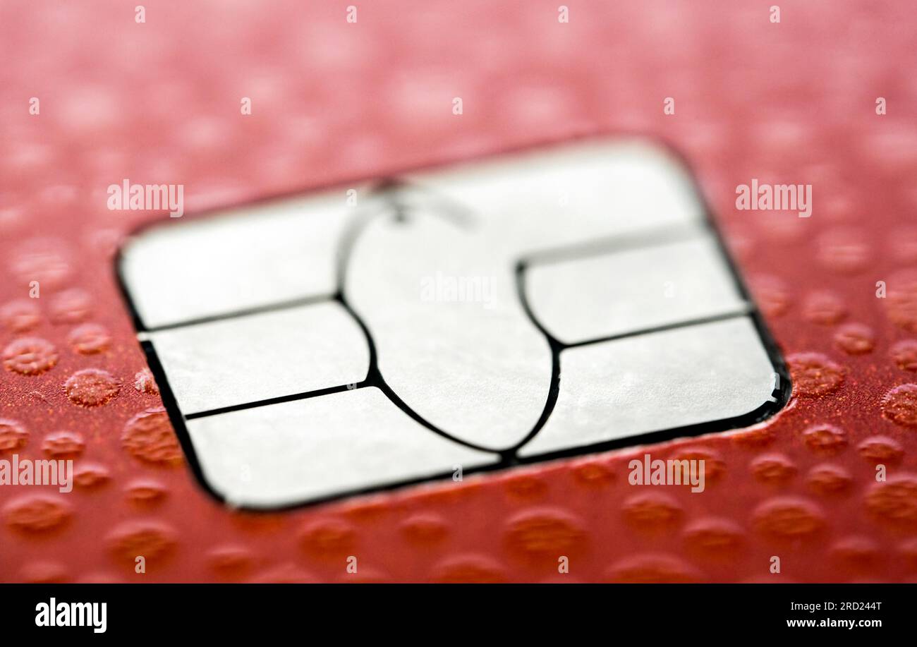 Microchip per carte di credito, vista ravvicinata Foto Stock