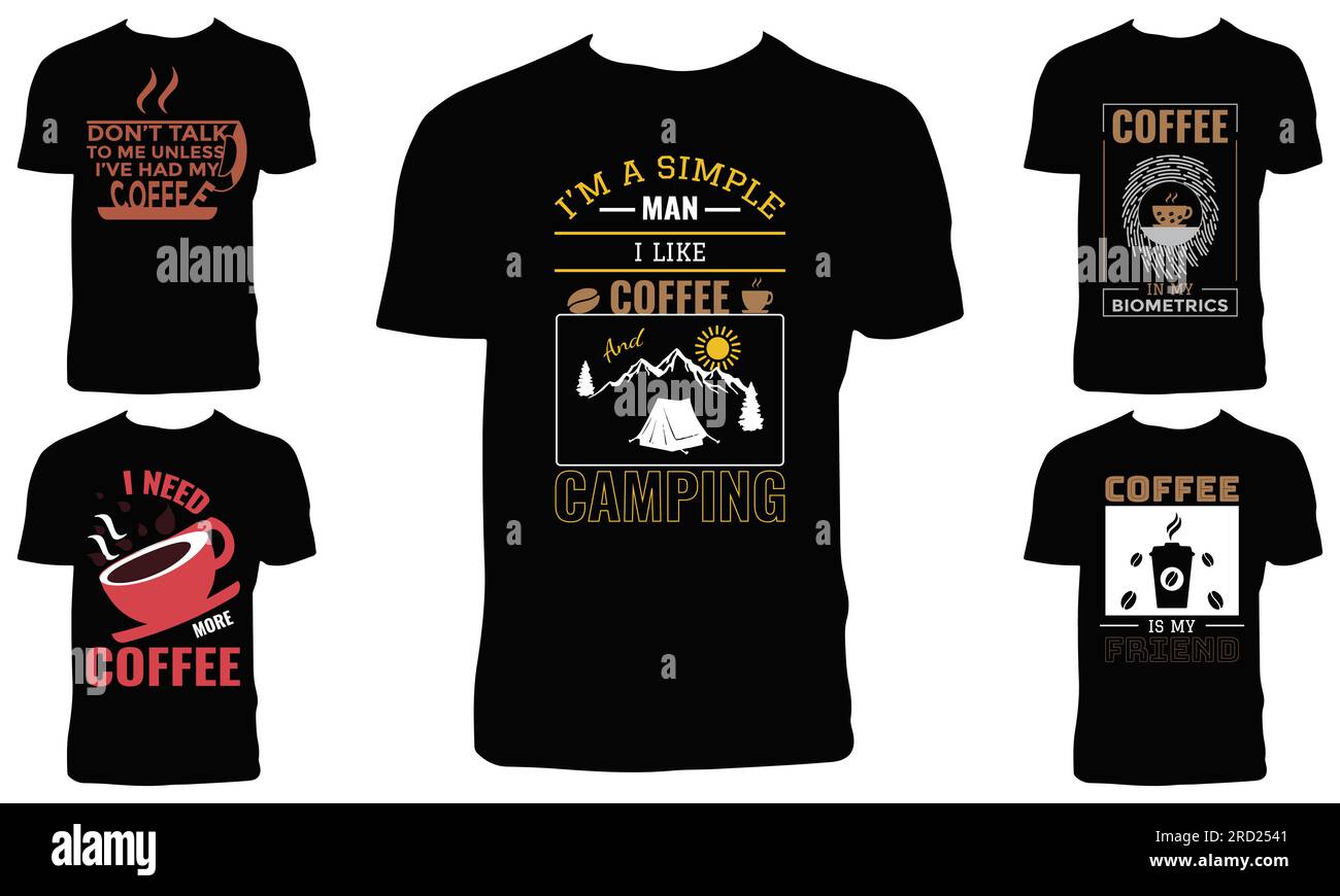 Coffee T Shirt Design Collection Illustrazione Vettoriale