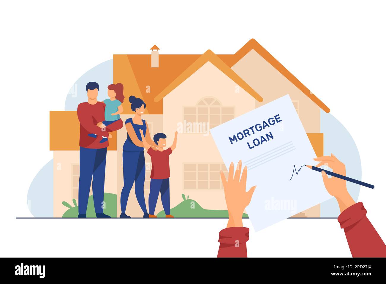 Casa felice di acquisto della famiglia Illustrazione Vettoriale