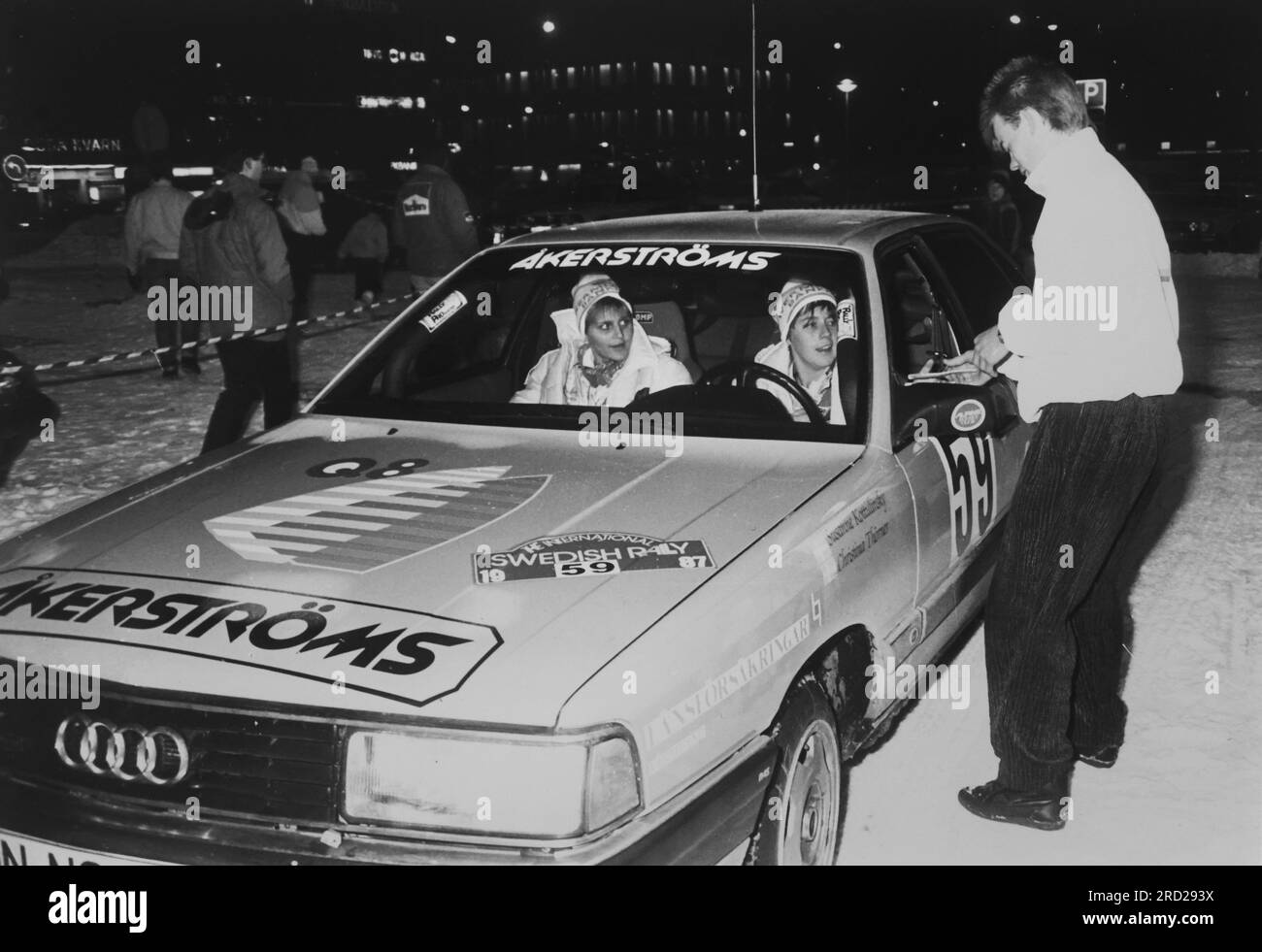 Swedish Rally 1987 (37° Rally svedese Internazionale), Karlstad, Svezia. 59 Susanne Kottulinsky e Christina 'Tina' Thörner , Audi 200 quattro. Foto Stock