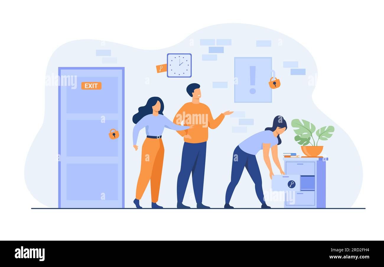 Gruppo di amici in cerca di chiave Illustrazione Vettoriale