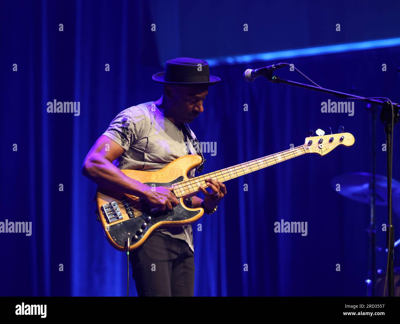 Cracovia, Polonia - 17 luglio 2023: Marcus Miller European Tour 2023 sul palco del Congress Centre ICE Cracovia al 28° Summer Jazz Festival di Cracovia. Foto Stock