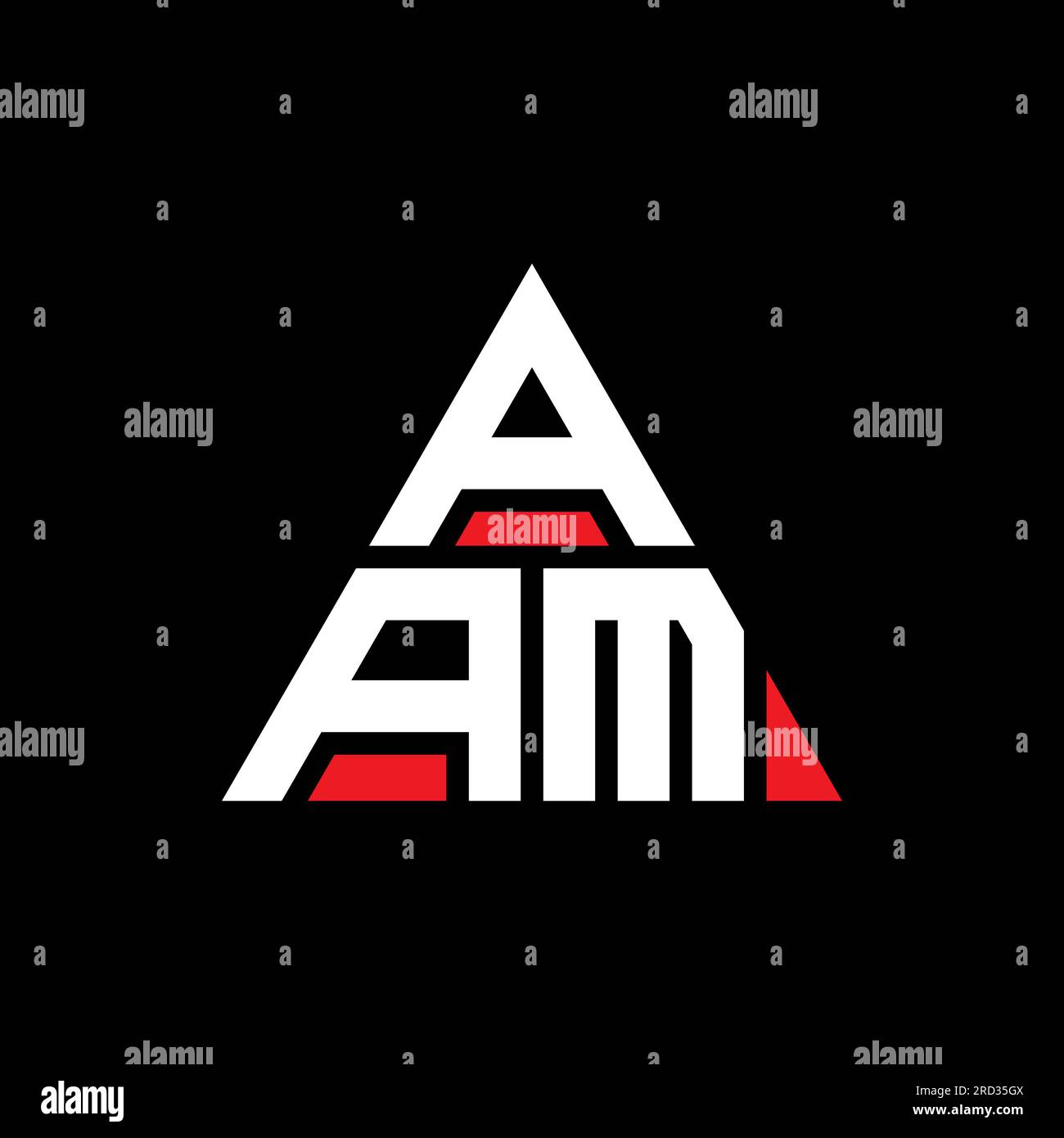 Logo AAM triangolare a lettere con forma triangolare. Monogramma di design con logo triangolare AAM. Modello di logo vettoriale a triangolo AAM di colore rosso. AAM triangul Illustrazione Vettoriale