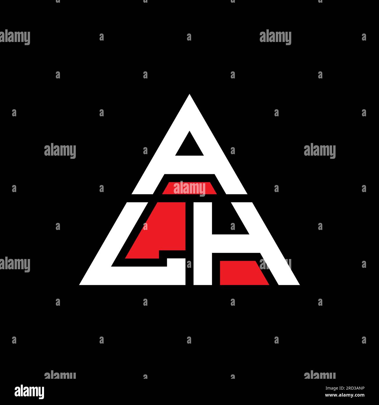 Logo ALH triangolare a lettere con forma triangolare. Monogramma di design con logo triangolare ALH. Modello logo vettoriale triangolare ALH di colore rosso. ALH triangul Illustrazione Vettoriale