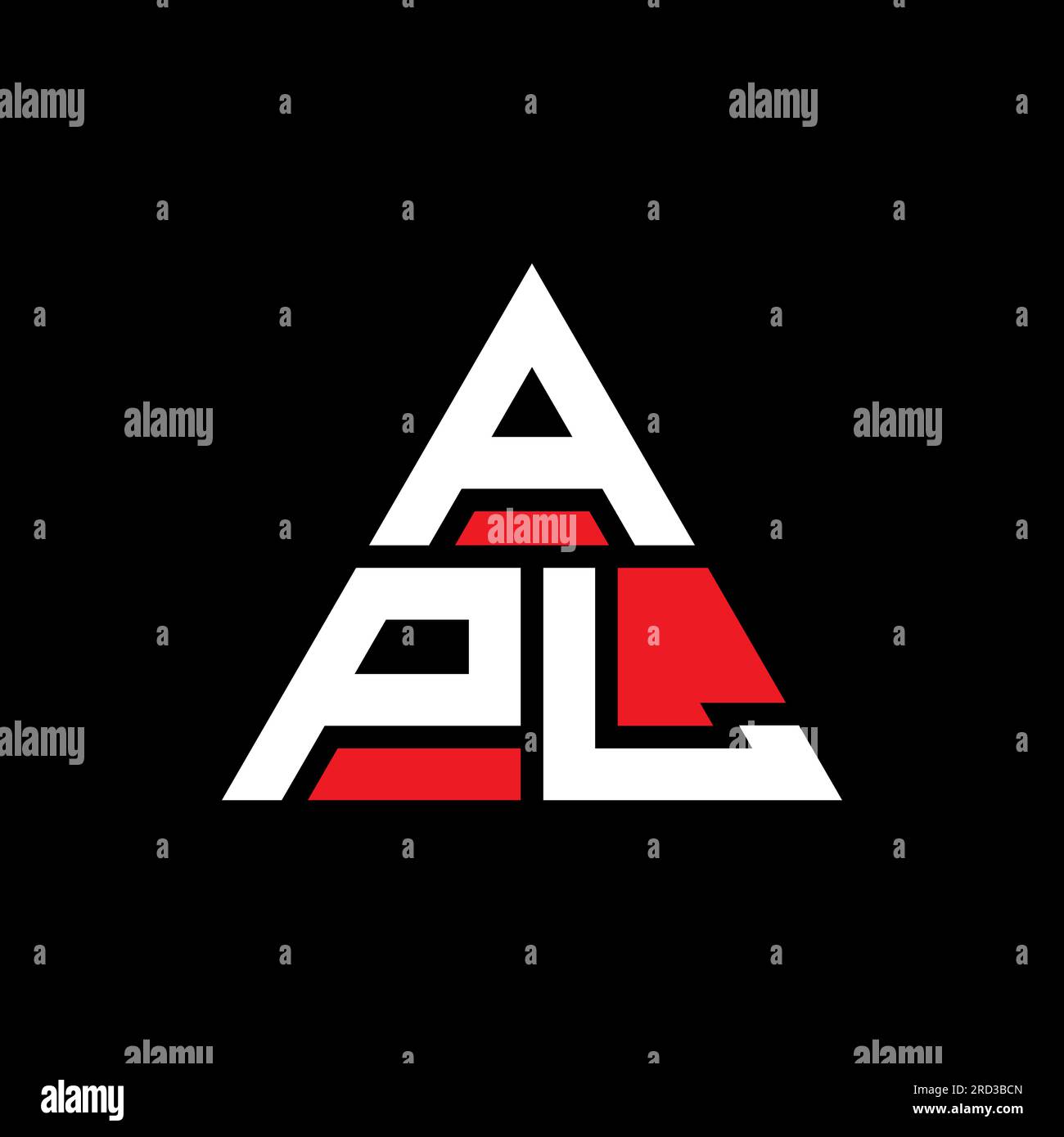 Logo APL a lettera triangolare con forma a triangolo. Monogramma di design con logo triangolare APL. Modello di logo vettoriale triangolare APL di colore rosso. APL triangul Illustrazione Vettoriale