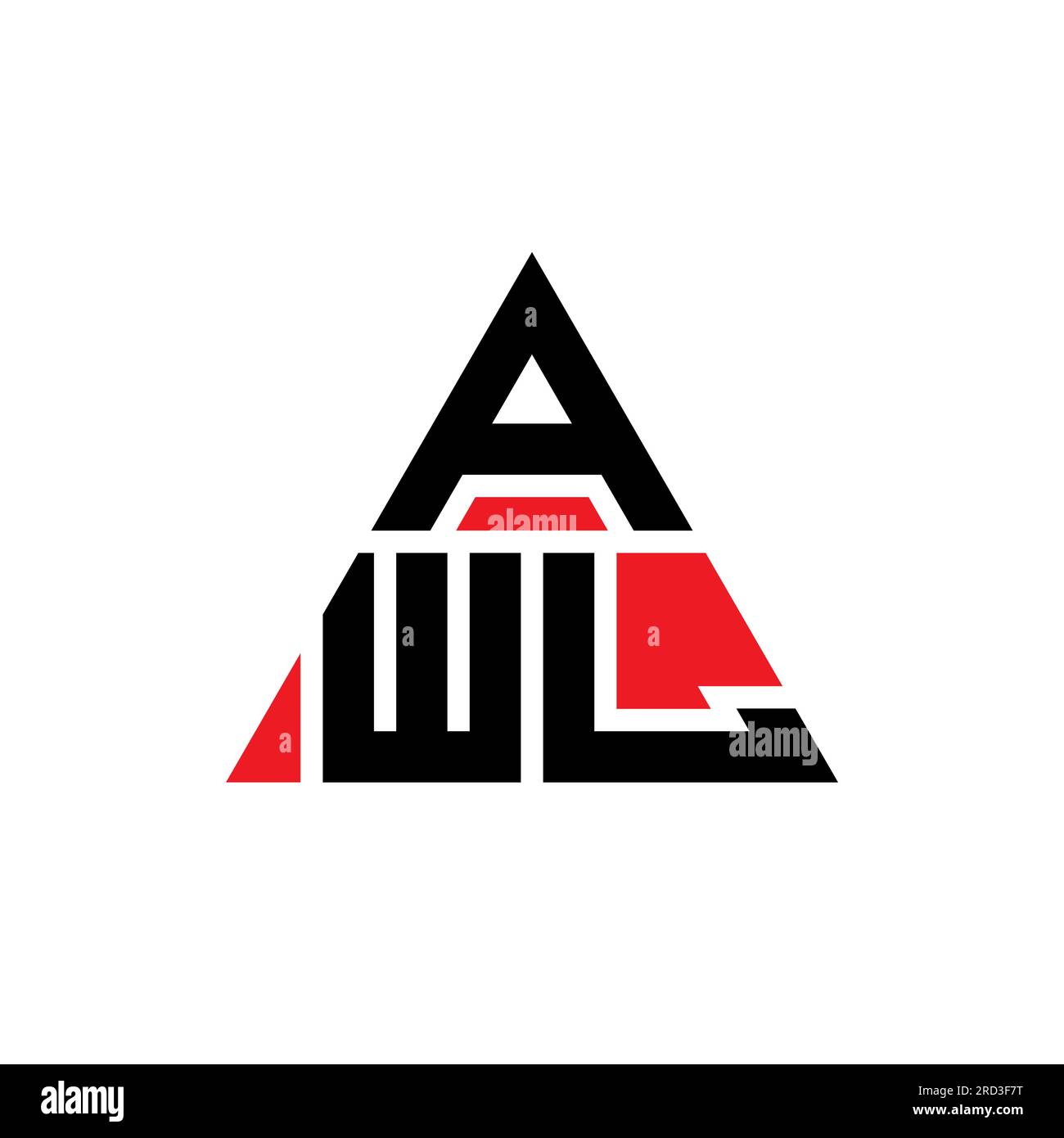 Logo a lettere TRIANGOLARI con forma a triangolo. Monogramma con logo a triangolo PUNTERUOLO. Modello con logo vettoriale triangolo PUNTERUOLO di colore rosso. AWL triangul Illustrazione Vettoriale