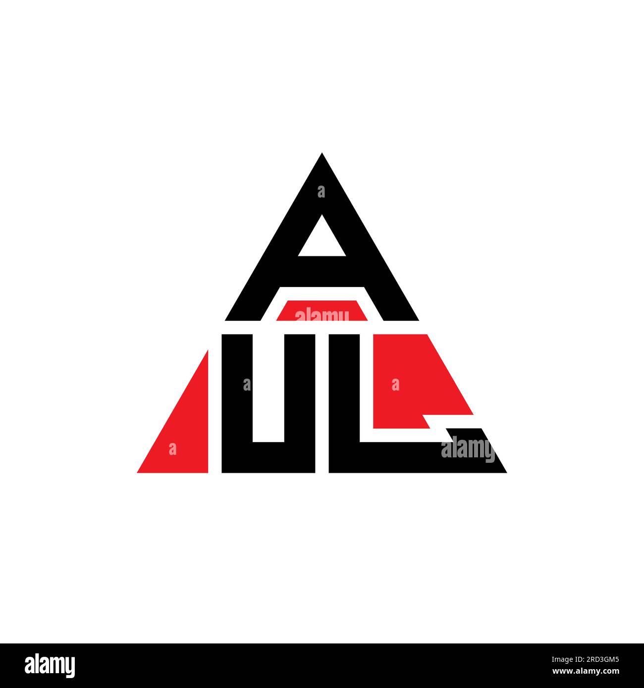 Logo AUL triangle Letter con forma a triangolo. Monogramma di design con logo triangolare AUL. Modello logo vettoriale triangolare AUL di colore rosso. AUL triangul Illustrazione Vettoriale