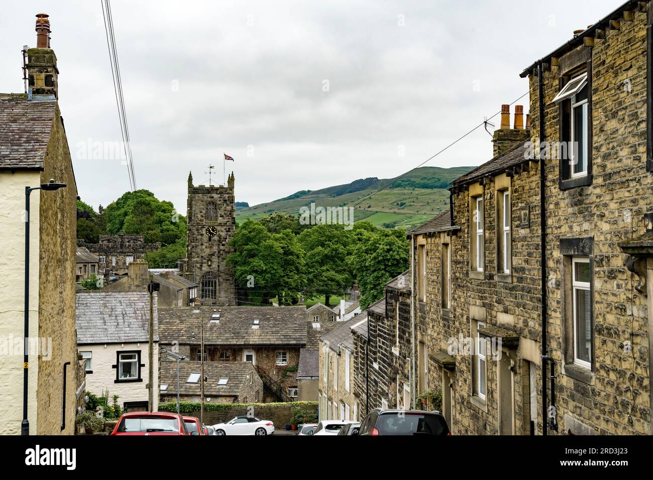 Vista da Primrose Hill, Skipton, North Yorkshire, Inghilterra, Regno Unito Foto Stock