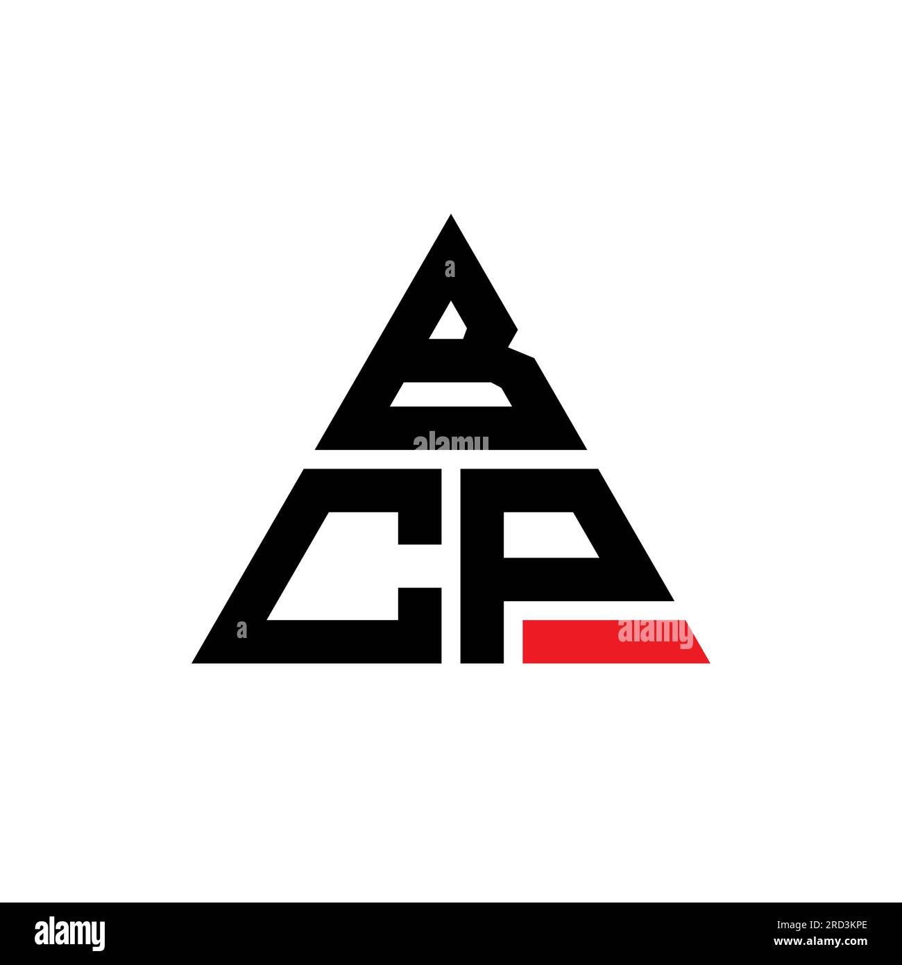 Logo BCP a lettere triangolari con forma triangolare. Monogramma di design con logo a triangolo BCP. Modello di logo vettoriale a triangolo BCP di colore rosso. BCP triangul Illustrazione Vettoriale