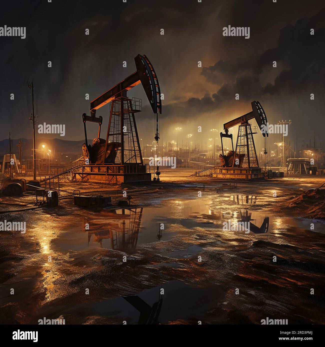 Industria petrolifera. Piattaforme petrolifere impegnate nelle attività minerarie Foto Stock