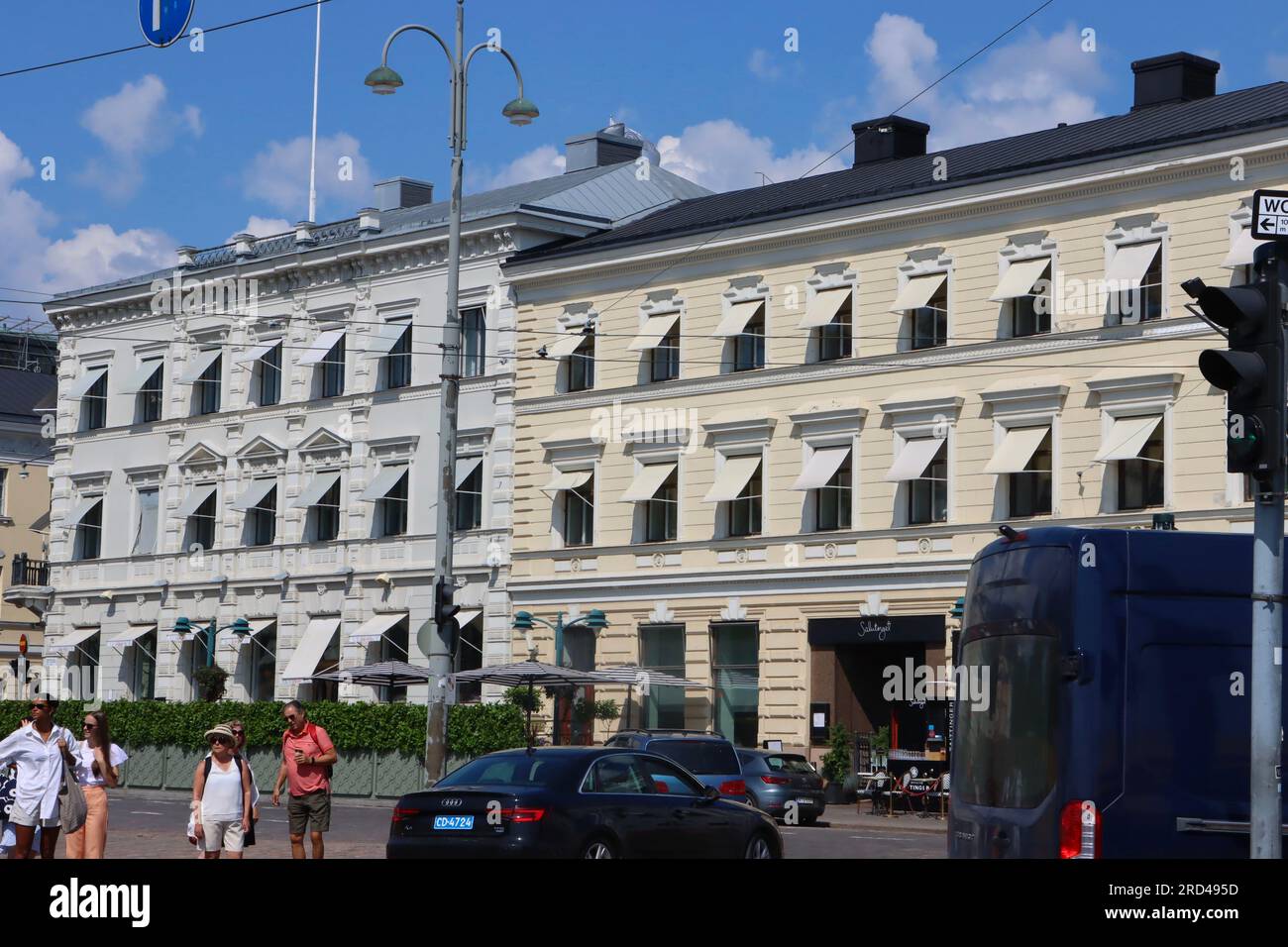 Vecchi edifici in Piazza del mercato a Helsinki, Finlandia Foto Stock
