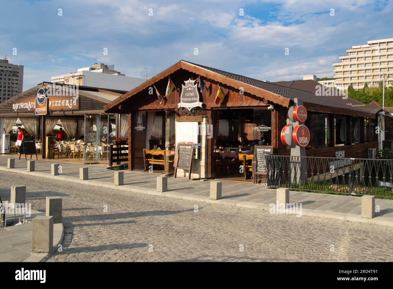 Ristoranti e hotel a Baile Felix ( Felix Baths ), la più grande stazione termale della Romania Foto Stock