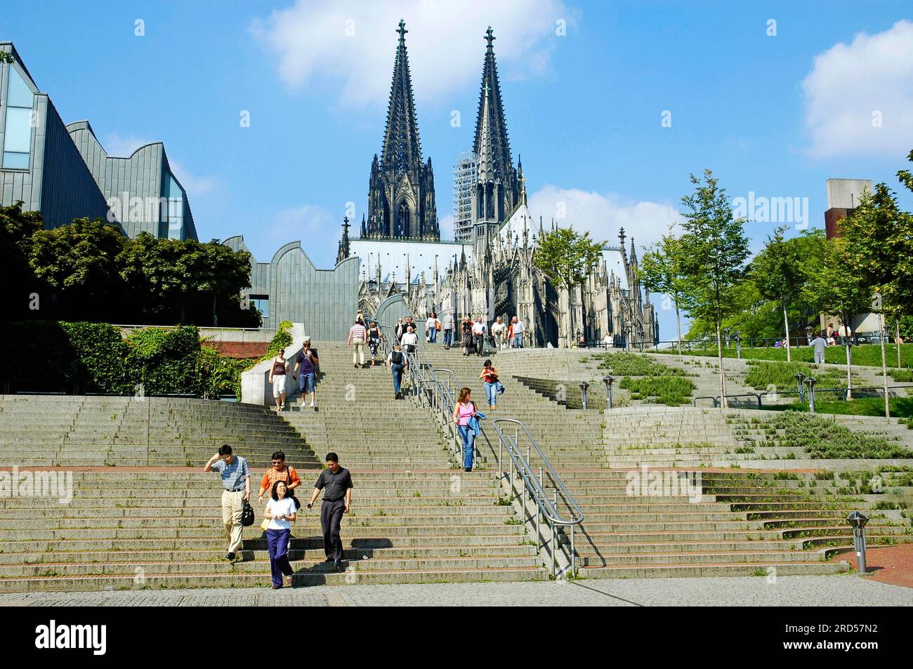 Scale per la Cattedrale di Colonia, er, la passeggiata sul Reno, Colonia, Renania settentrionale-Vestfalia, Germania Foto Stock