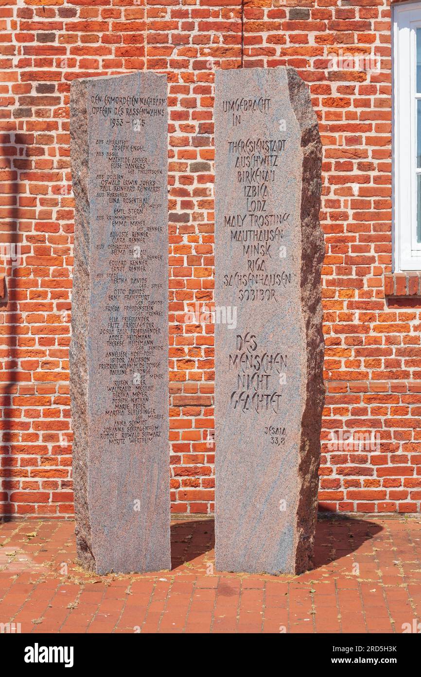 Stele per le vittime del nazionalsocialismo, Stade, bassa Sassonia, Germania Foto Stock