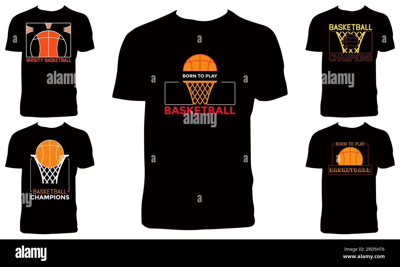 T Shirt Design Collection da basket Illustrazione Vettoriale