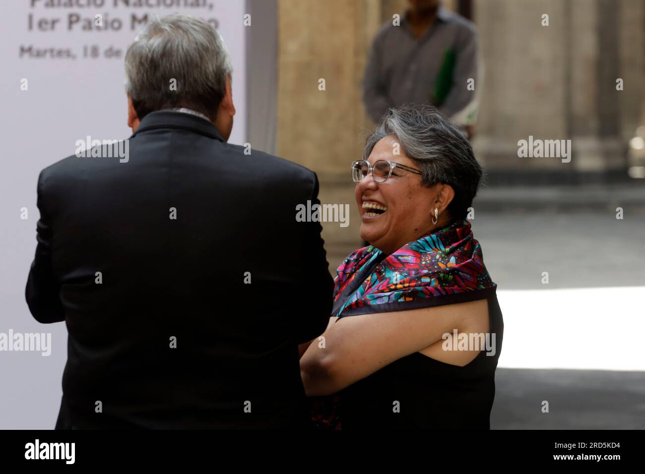 Città del Messico, Messico. 18 luglio 2023. Segretario dell'economia, Raquel Buenrostro, alla cerimonia del 151° anniversario della morte dell'ex presidente messicano Benito Juarez Garcia, al Palazzo Nazionale di città del Messico. Il 18 luglio 2023 a città del Messico, Messico (Credit Image: © Luis Barron/eyepix via ZUMA Press Wire) SOLO PER USO EDITORIALE! Non per USO commerciale! Crediti: ZUMA Press, Inc./Alamy Live News Foto Stock