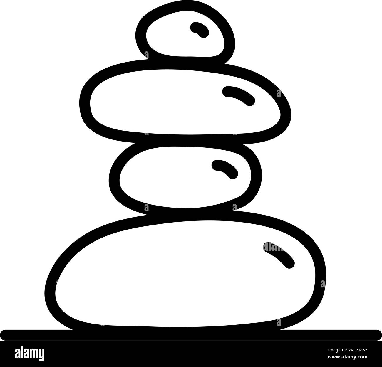 Icona della linea per la terapia con pietre. Simbolo del segno della litoterapia. Riflessologia. Medicina tradizionale cinese. Massaggio. Assistenza sanitaria e benessere. Complementare e alt Illustrazione Vettoriale