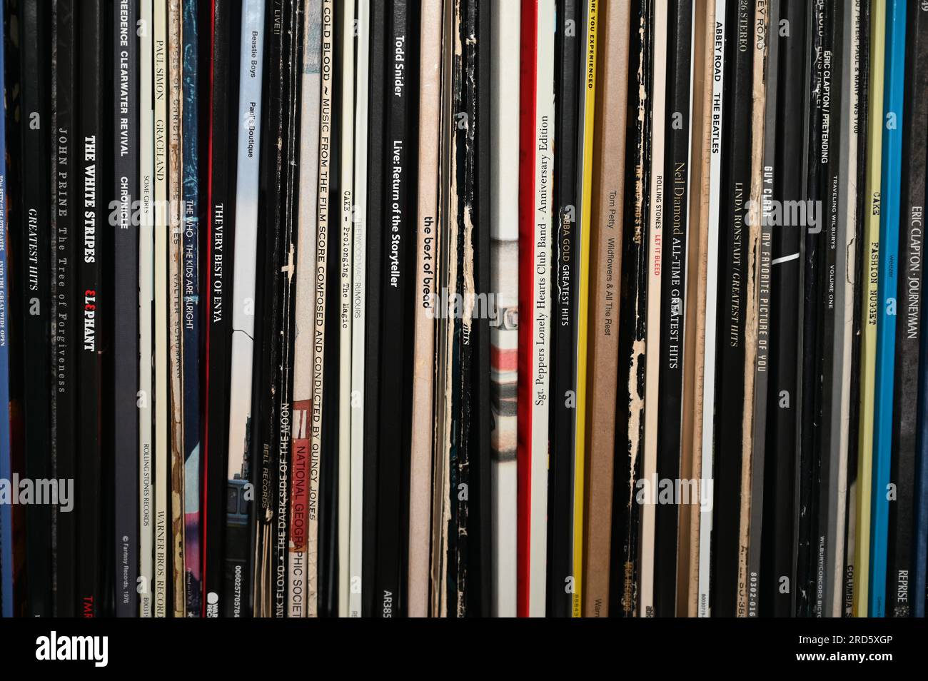 Raccolta di dischi in vinile Foto Stock