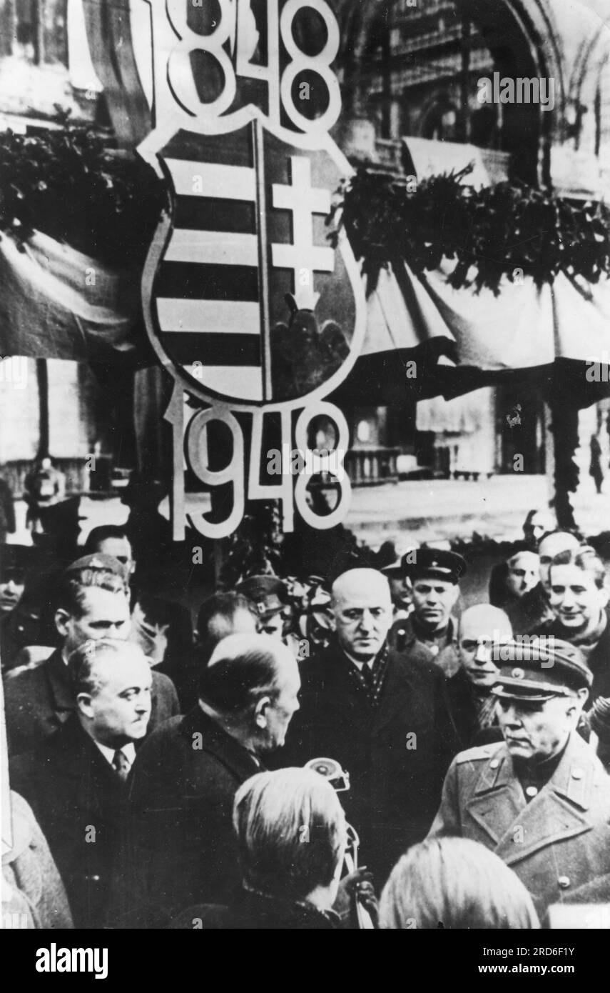 Politica, evento politico, Ungheria, celebrazione del 100° anniversario della Rivoluzione di marzo 1848, ULTERIORI-DIRITTI-CLEARANCE-INFO-NOT-AVAILABLE Foto Stock